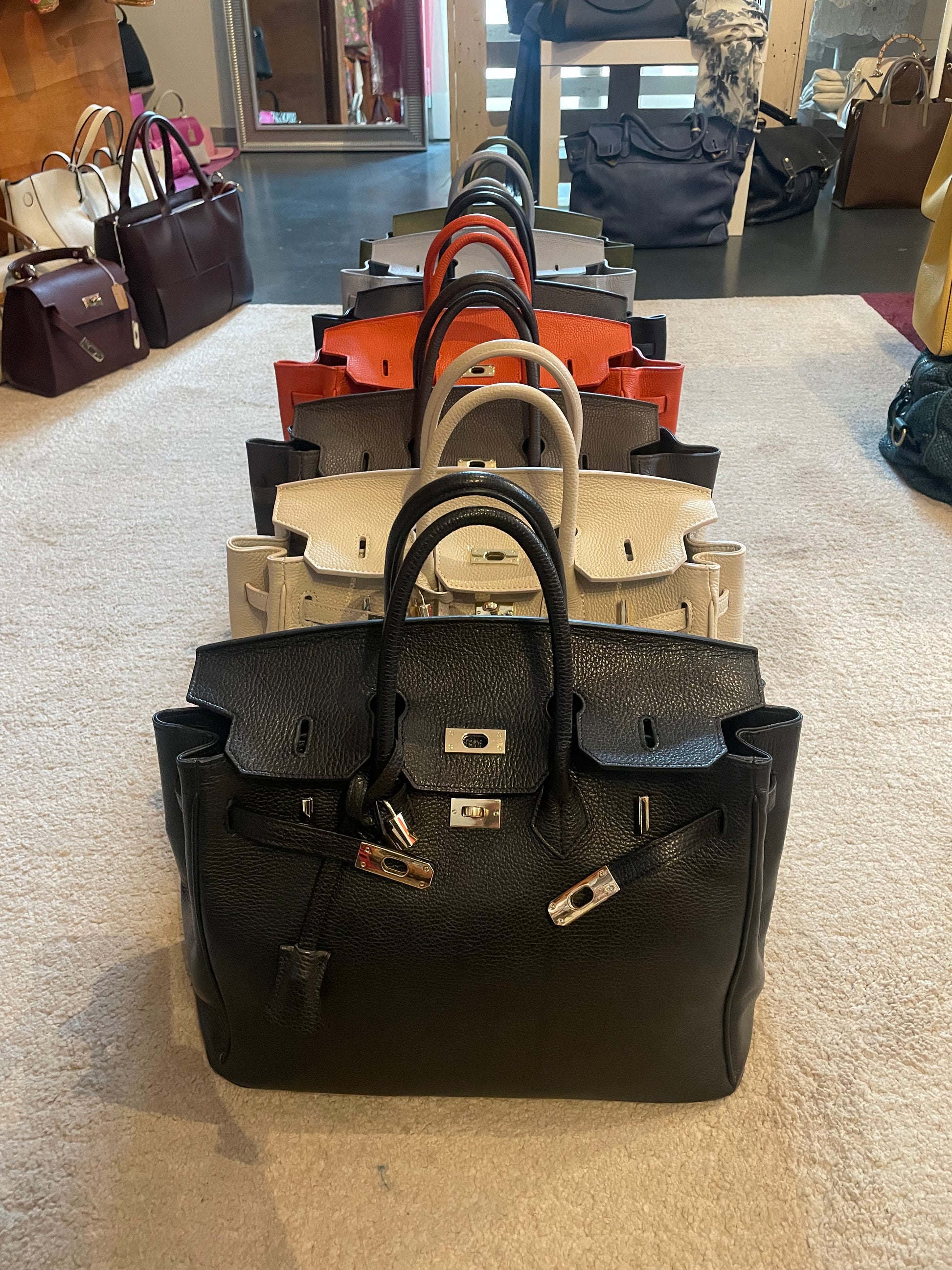 Borsa il Pelle Elisa Birken Panna Scuro