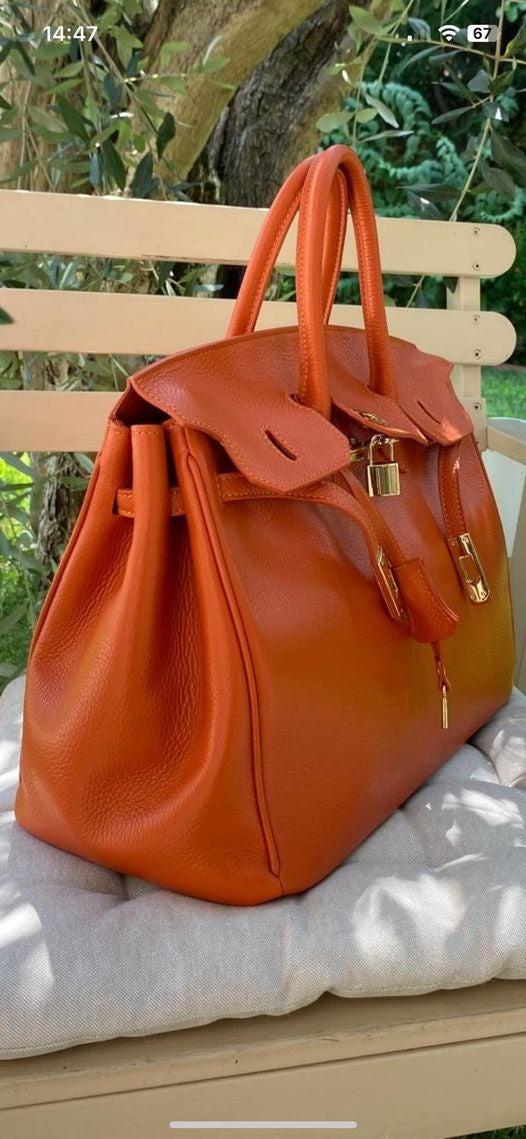 Borsa in Pelle Elisa Birken Arancione